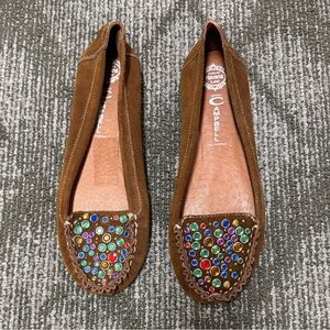 Jeffrey Campbell Brown Moccasins with Colorful Beads